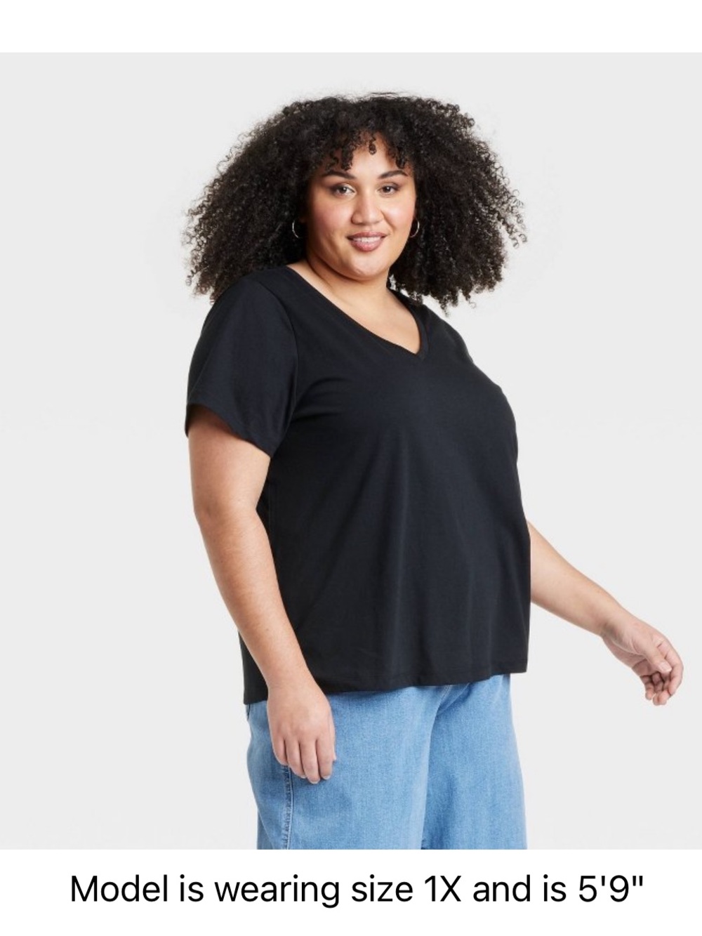 NWT Ava & Viv Black V-Neck Short Sleeve Tee